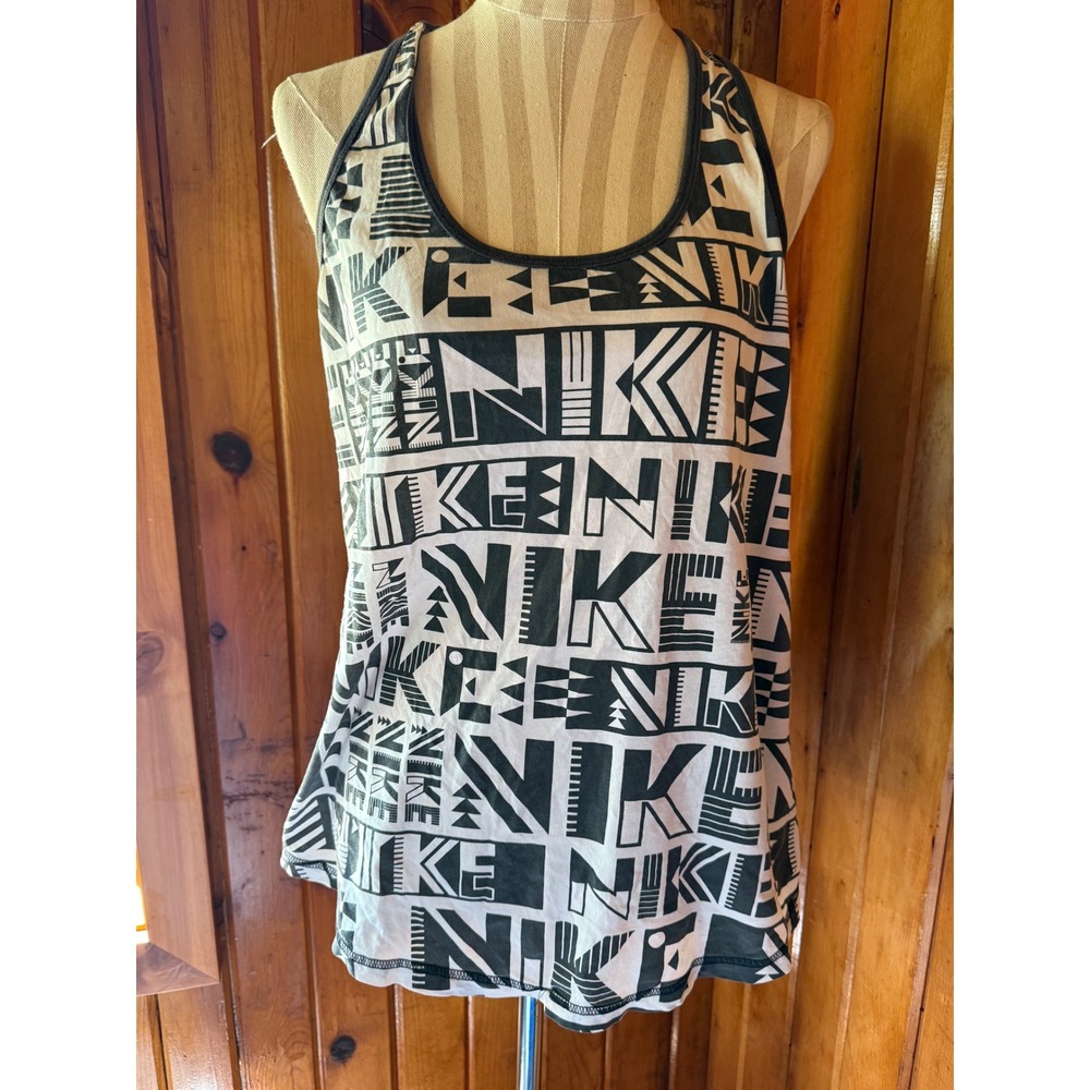 Nike Graphic‎ Tank Top Racerback Sleeveless Athletic Black White L